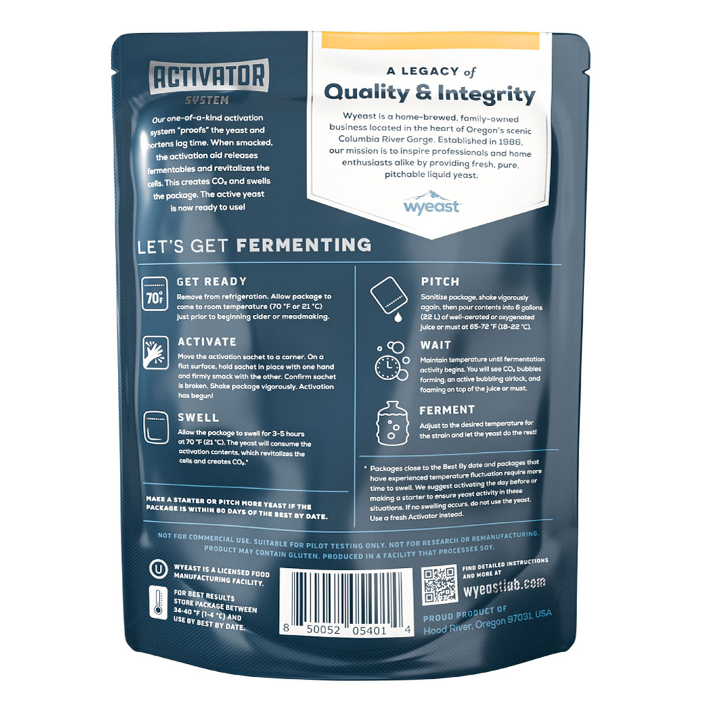 Wyeast 4184 Sweet Mead Yeast - Package Back