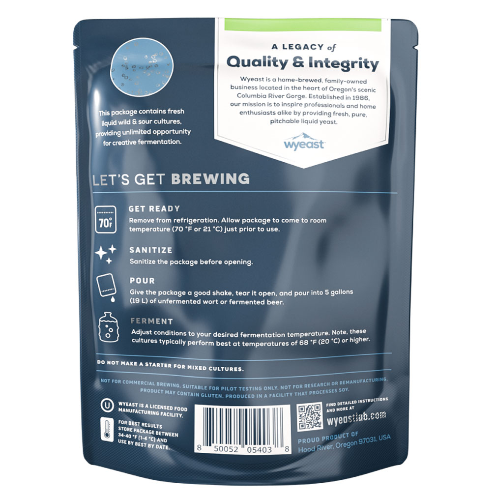 Wyeast 5112  Brettanomyces Bruxellensis - Package Back