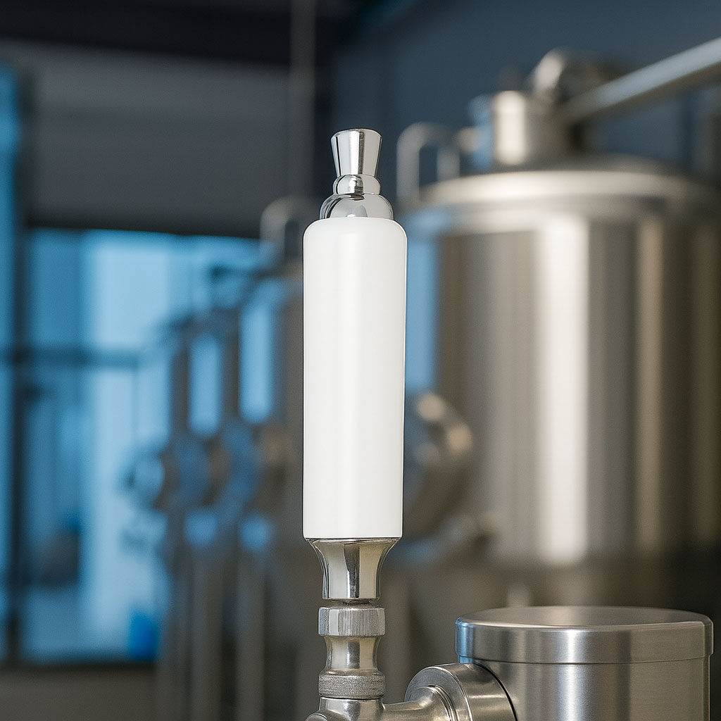White Plastic Tap Handle / Faucet Knob with Ferrule and Finial