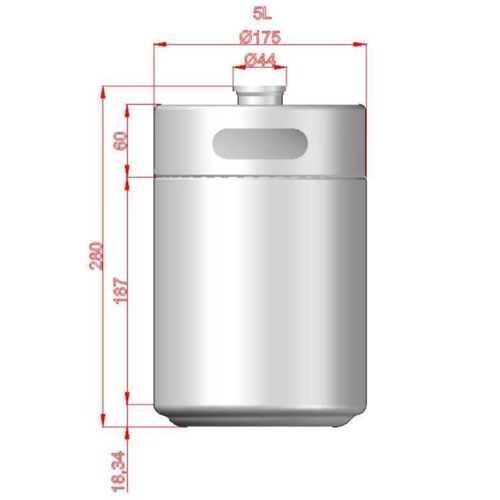 KegLand Mini Keg | Stainless Steel Pressurizable Beer Keg | 5L | 1.3 Gallon 