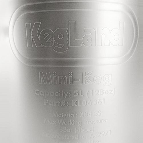 KegLand Mini Keg | Stainless Steel Pressurizable Beer Keg | 5L | 1.3 Gallon 
