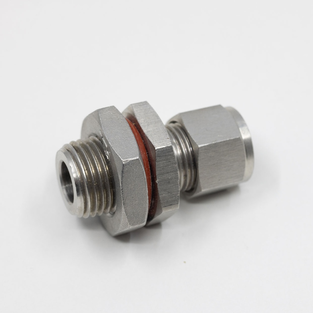 1/2 in. BSP Weldless Bulkhead with 3/8 in. Compression Fitting - Stainless Steel Construction