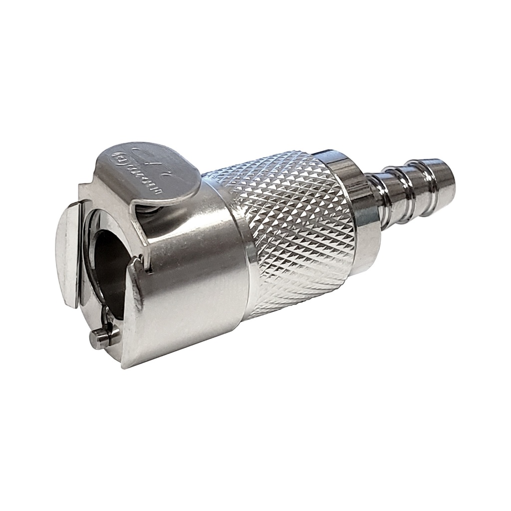 1/4 in. In-Line Hose Barb Quick Disconnect Coupling Body with Shutoff - CPC LC Series 