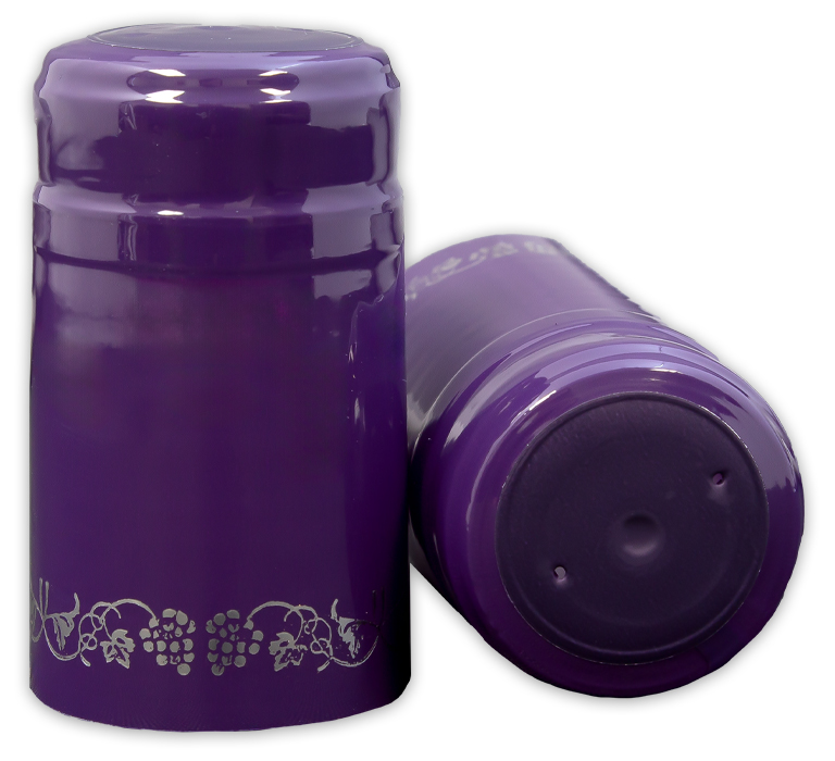 Purple with Silver Grapes Shrink Caps for Wine Bottles - Pack of 30