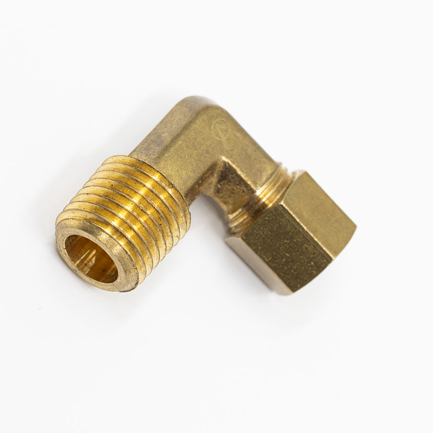 90 Degree Compression Fitting - 1/4 in. C x 1/4 in. MPT - Brass Construction