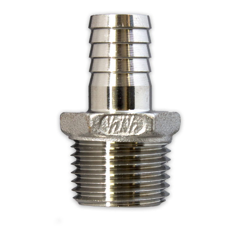 Stainless Steel Barbed Fitting - 1/2 in. MPT x 1/2 in. Barb