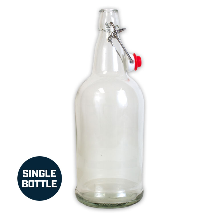 SINGLE - 1 Liter Clear Swing Top Bottle