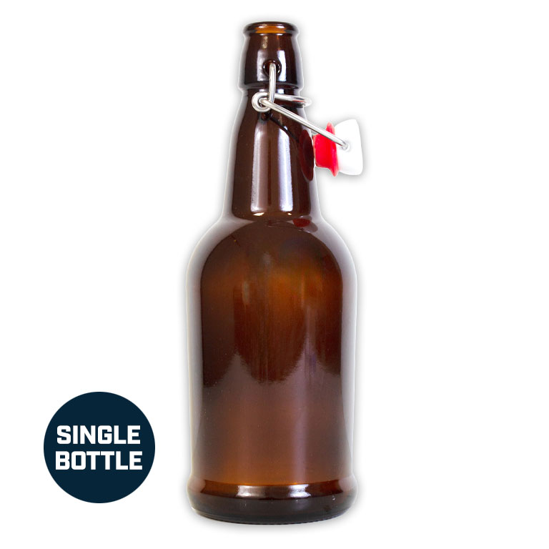 SINGLE - 16 oz. Amber Swing Top Bottle