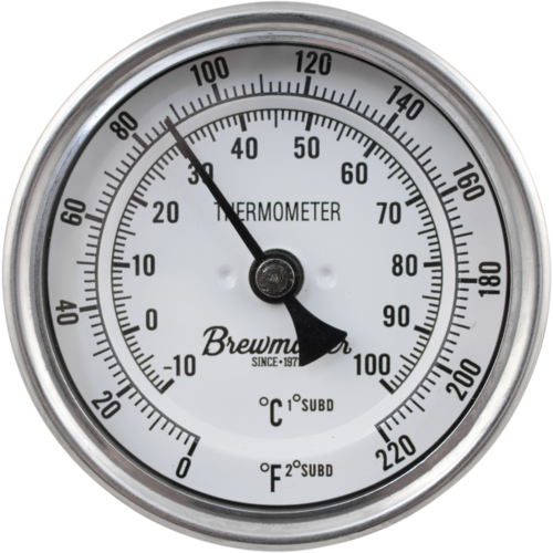 1/2 in. MPT Dial Thermometer for Kettles - 3 in. Face
