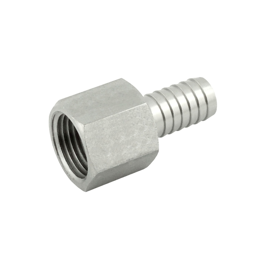 Stainless Barbed Fitting - 1/4 in. Female NPT x 1/4 in. Barb