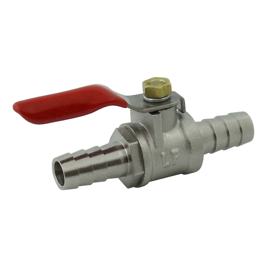 CO2 shutoff Valve 3/8 Barb x 3/8 in. Barb - Plated Brass Lead Free