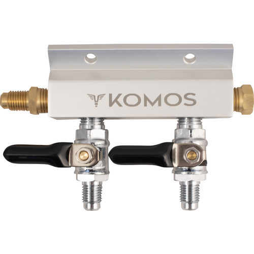 2-Way Gas Splitter/Manifold with Shutoff and Check Valves - 1/4 in. MFL Fittings