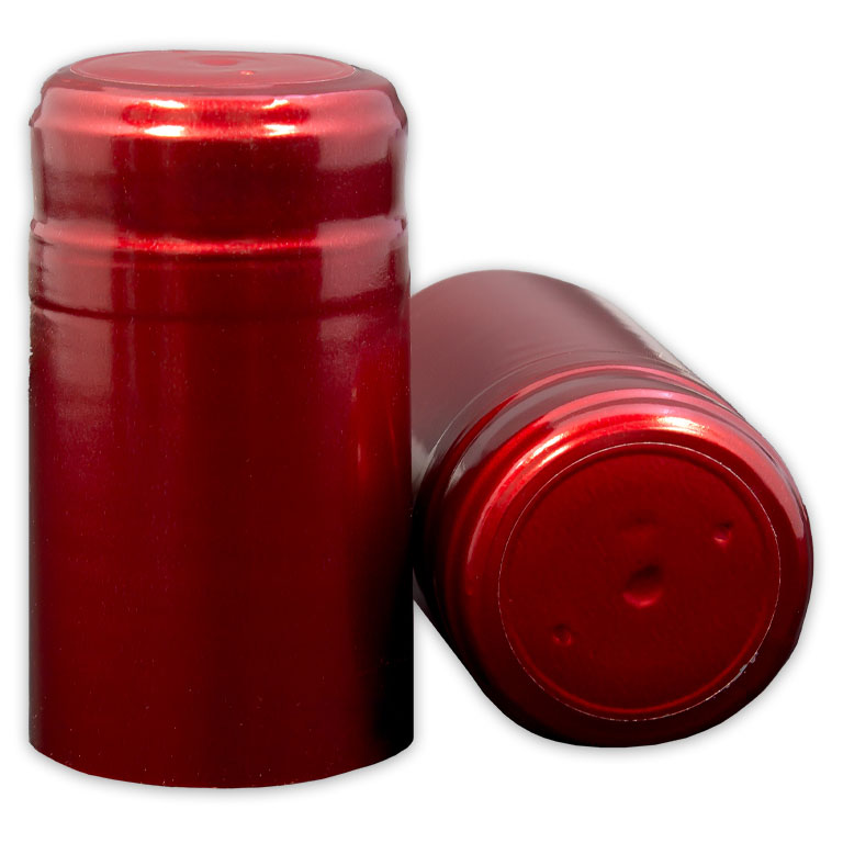 Metallic Ruby Red Shrink Caps for Wine Bottles - 500 Count