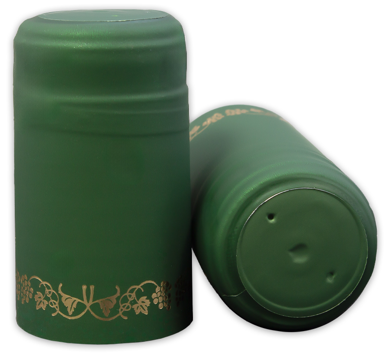 Green with Gold Grapes Shrink Caps for Wine Bottles - 500 Count