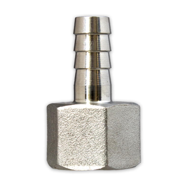 Stainless Barbed Fitting - 1/2 in. FPT x 3/8 in. Barb