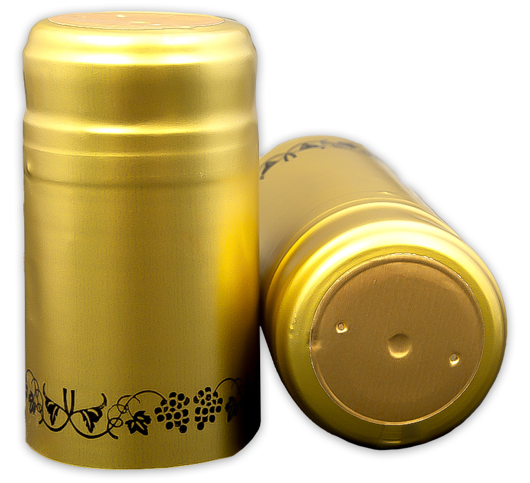 Gold with Black Grapes Shrink Caps for Wine Bottles - 500 Count