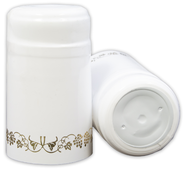 White with Gold Grapes Shrink Caps for Wine Bottles - 500 Count