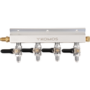4-Way Gas Splitter/Manifold with Shutoff and Check Valves - 1/4 in. MFL Fittings