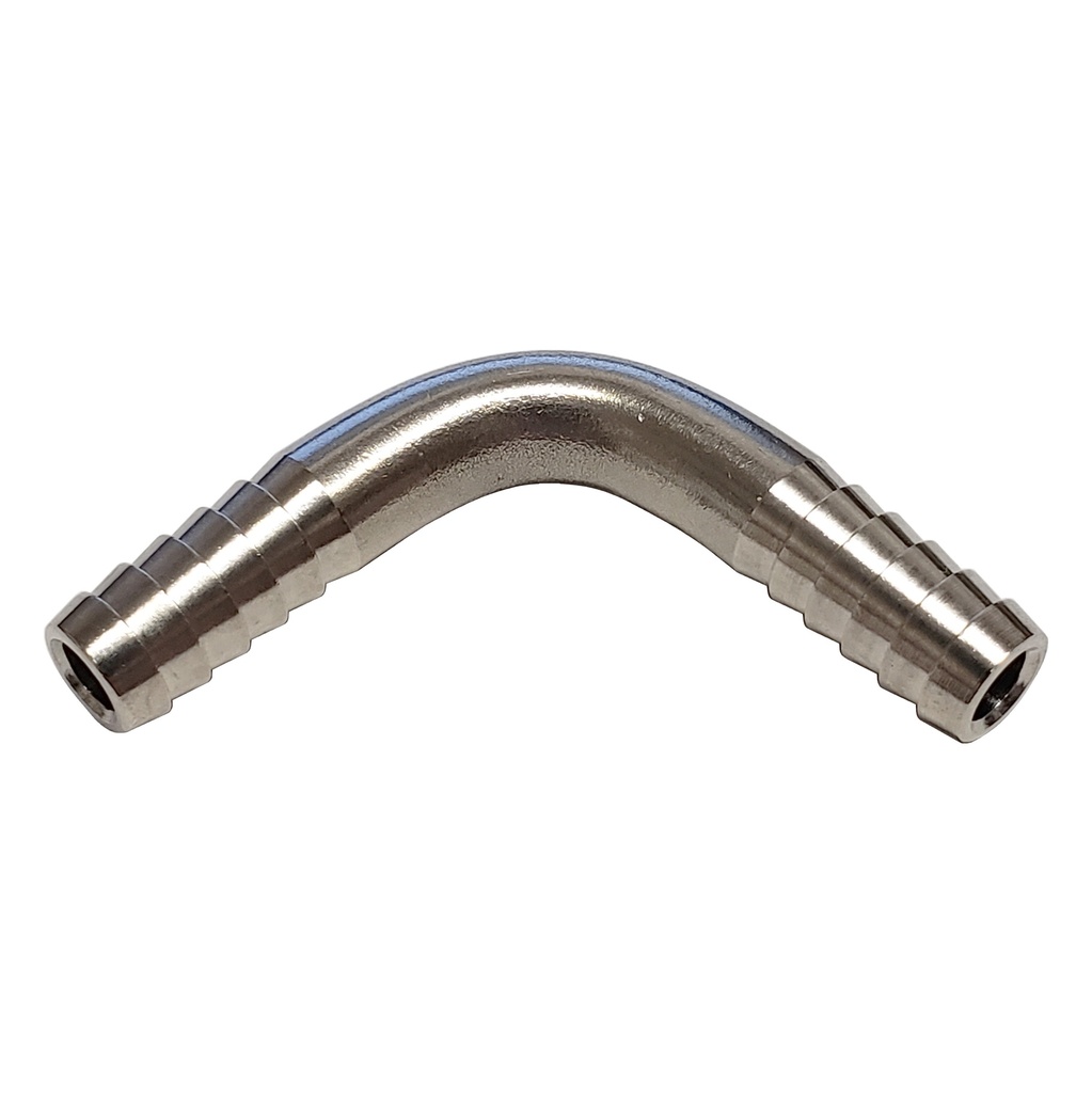 90 Degree Tubing Splicer Elbow - 1/4 in. x 1/4 in. Barb - Stainless Steel