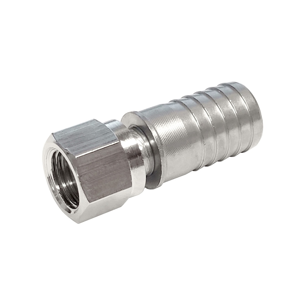 One Piece Swivel Nut & Stem - 1/4 in. FFL x 1/2 in. Barb (Stainless Steel Barb)