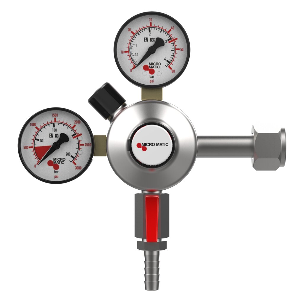 Micro Matic CO2 Regulator with Dual Gauge — 842-PP Premium Plus — 0-60 PSI